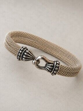 Vintage Joseph Esposito 925 Sterling Silver Mesh Bracelet Double Strand Knot